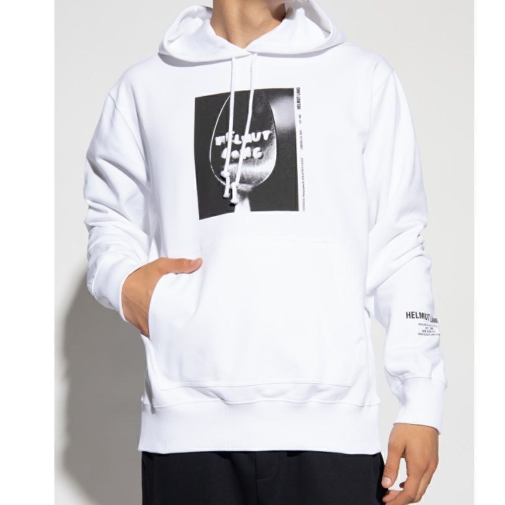 HELMUT‎ LANG Hooded Sweatshirt Mens Size XL Graphic Pockets Designer
